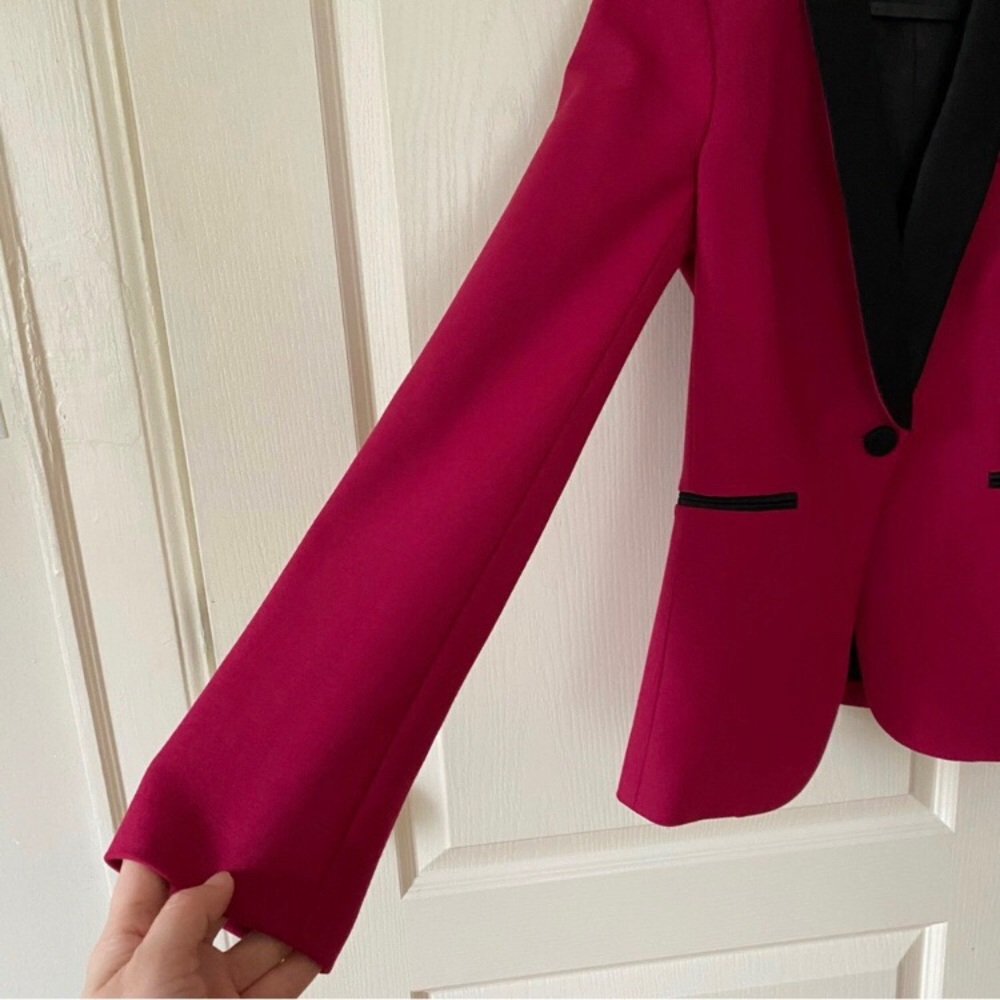 $650 Veronica Beard Keaton Shawl Lapel Tuxedo Fuchsia Pink Wool Jacket Blazer 0 - Picture 4 of 14